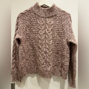 Nordstrom Cashmere Women's Cable Knit Sweater - Pink and Cream Medium